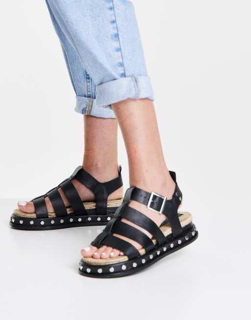ASOS DESIGN – Jen – Czarne skórzane espadryle premium typu fisherman, 3 z 4