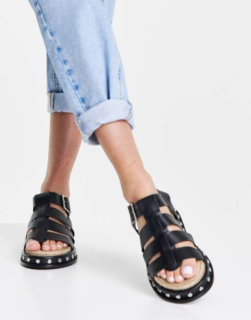 ASOS DESIGN – Jen – Hochwertige Fisherman-Espadrilles aus Leder in Schwarz, 4 von 4