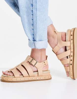 ASOS DESIGN – Jen – Ljusbruna espadriller i premiumläder med