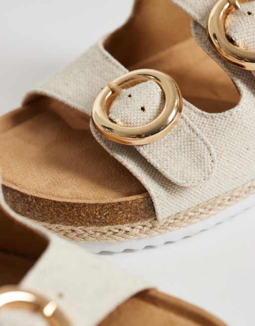 ASOS DESIGN Jenna espadrille mule sandals in natural linen, 3 of 4
