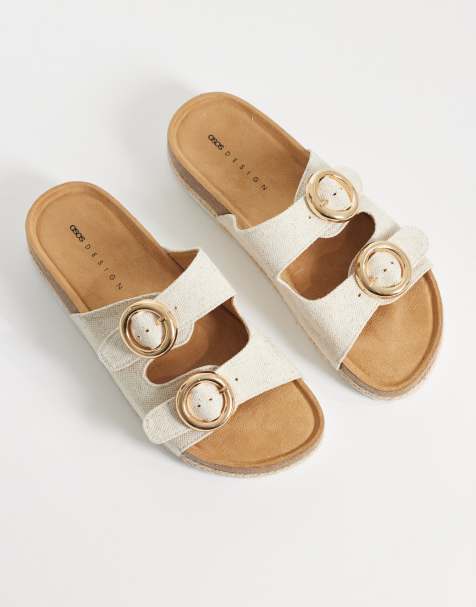 ASOS DESIGN – Jenna – Naturfärgade espadrillos i linne med öppen häl - view 1