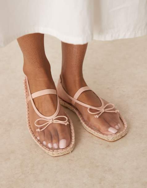 ASOS DESIGN Jennie espadrille ballet flat in rose mesh - view 1