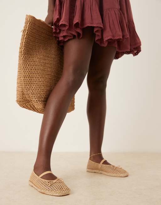 ASOS DESIGN Jennie espadrille ballet flats in natural weave