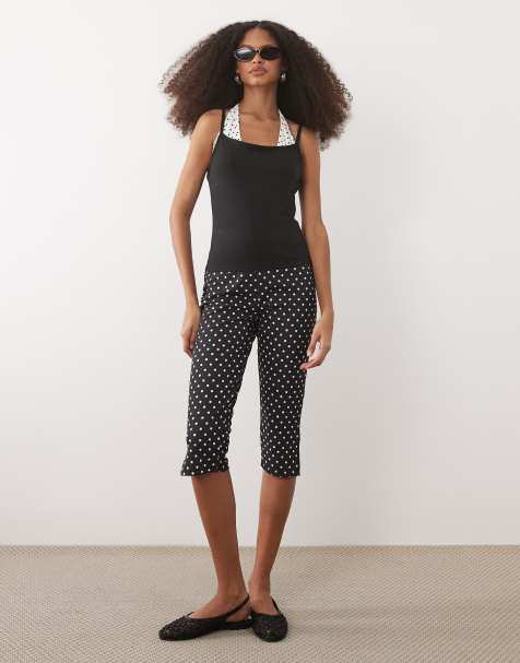 ASOS DESIGN jersey 3/4 legging in mono polka dot print - view 1