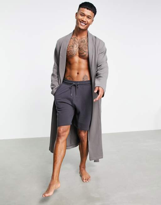 ASOS DESIGN – Jersey-Bademantel in Kalkgrau meliert