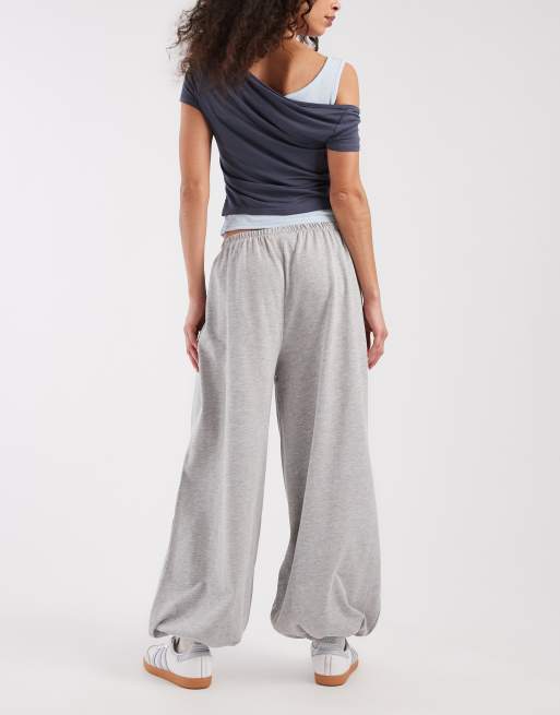 ASOS DESIGN jersey balloon leg pants in grey marl, 3 of 5