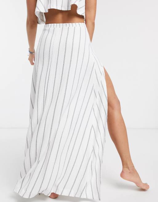 ASOS DESIGN jersey beach two-piece maxi skirt in stripe