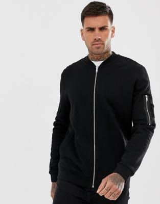 asos design bomber jacket in black