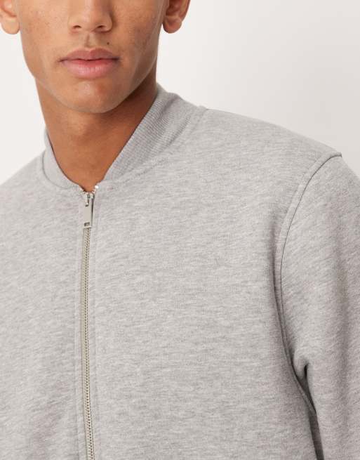 ASOS DESIGN - Jersey bomberjack met rits in gemêleerd grijs, 5 van 5