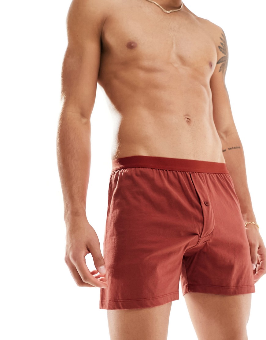 ASOS DESIGN jersey boxer shorts in dark red