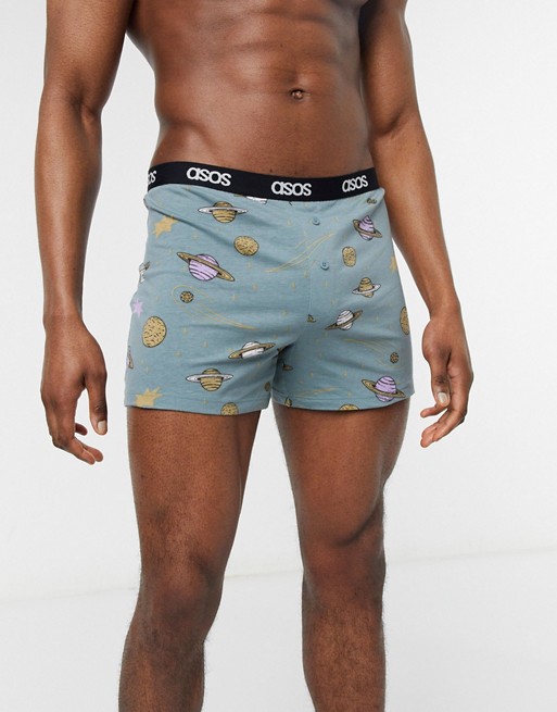 ASOS DESIGN jersey boxer with space print