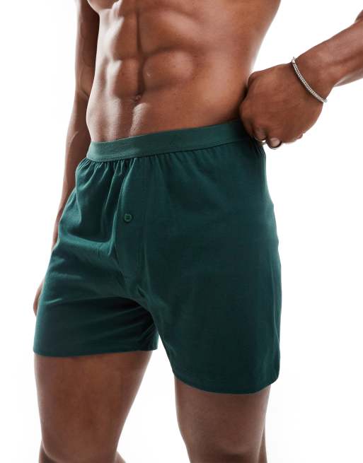 ASOS DESIGN jersey boxers in dark green | ASOS