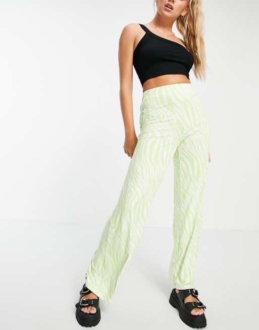 ASOS DESIGN - Jersey broek met wijde pijpen in dierenprint 