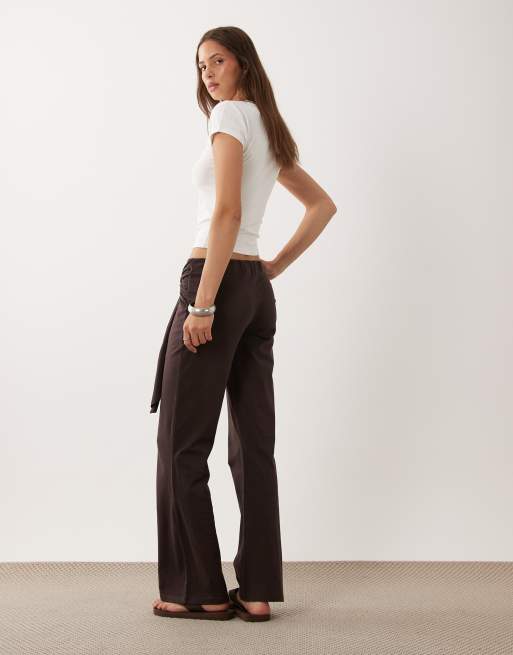 ASOS DESIGN jersey-buksesæt med knudedetalje i siden i plum, 3 af 5