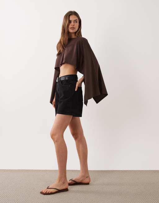 ASOS DESIGN jersey cape style top in brown, 3 of 4