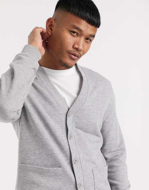 ASOS DESIGN jersey cardigan in gray marl ASOS
