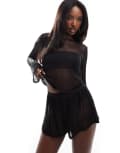 [ASOS DESIGN] ASOS DESIGN jersey chainmail flippy shorts in black (part of a set) 16 Black