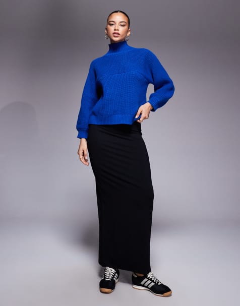 ASOS DESIGN jersey column maxi skirt in black - view 1