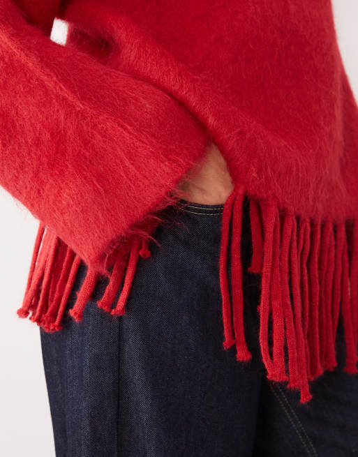 ASOS DESIGN - jersey con flecos cepillados en rojo, 2 de 4