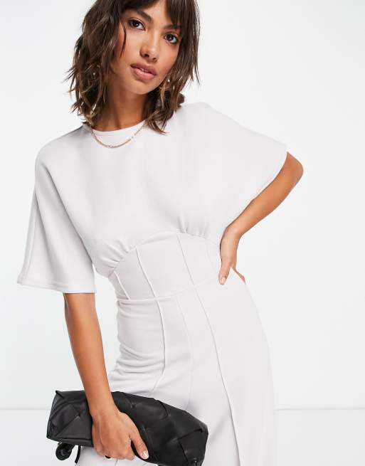 ASOS DESIGN jersey corset waist wide leg jumpsuit in pale gray, 2 of 4