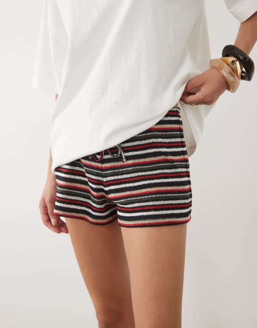 ASOS DESIGN jersey crochet shorts in multi striped print - part of a set, 2 of 5