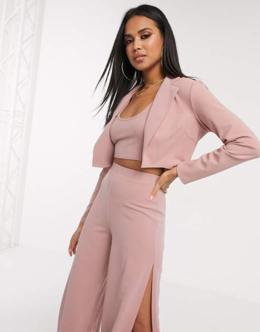 Cropped blazer suit sale