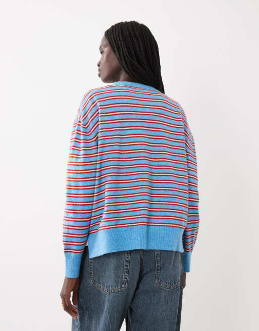 ASOS DESIGN jersey de cuello redondo a rayas azules y rojas, 3 de 4