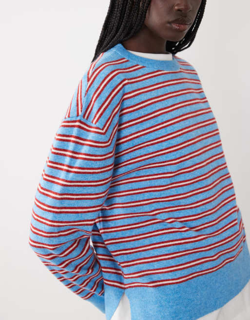ASOS DESIGN jersey de cuello redondo a rayas azules y rojas, 4 de 4