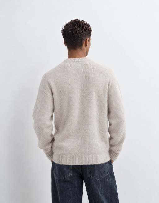 ASOS DESIGN jersey de mohair de punto extragrande en piedra, 9 de 9