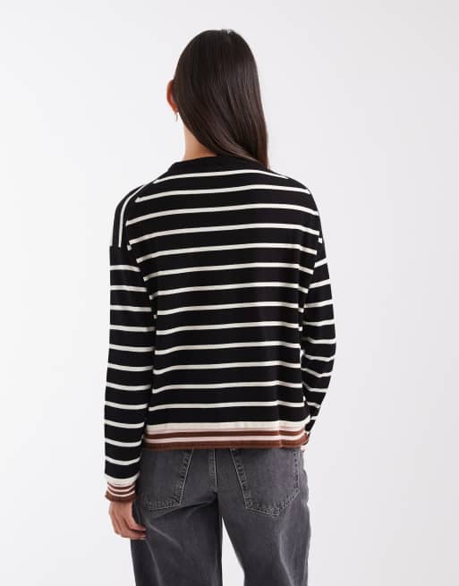 ASOS DESIGN - Jersey de punto a rayas con detalles en contraste en marrón, 4 de 4