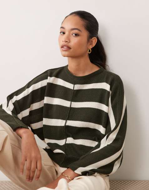 ASOS DESIGN - Jersey de punto a rayas en crudo y caqui - view 1