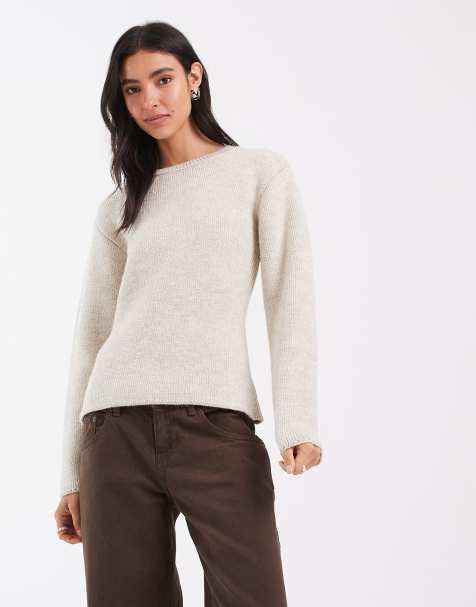 ASOS DESIGN jersey de punto con cintura entallada en marfil - view 1