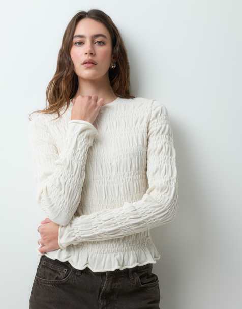 ASOS DESIGN jersey de punto con detalle fruncido en crudo - view 1