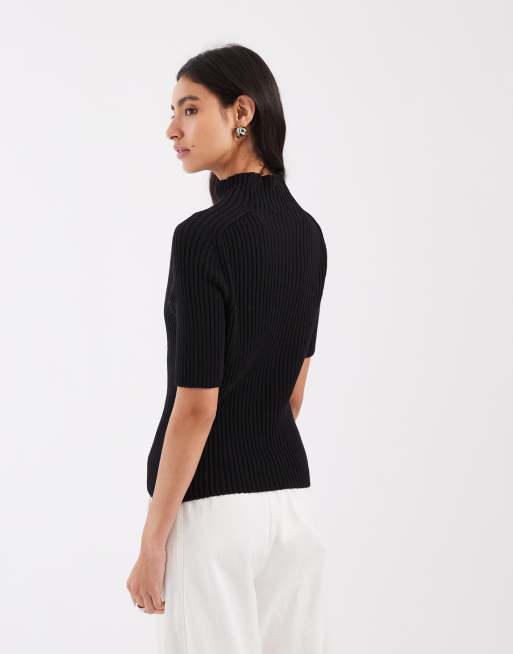ASOS DESIGN jersey de punto de canalé negro, 4 de 4