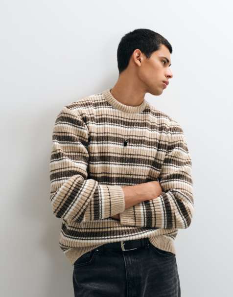 ASOS DESIGN - jersey de punto extragrande a rayas marrón - view 1