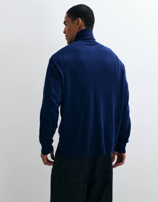 ASOS DESIGN jersey de punto extragrande con cuello alzado y cremallera en azul cobalto, 2 de 5