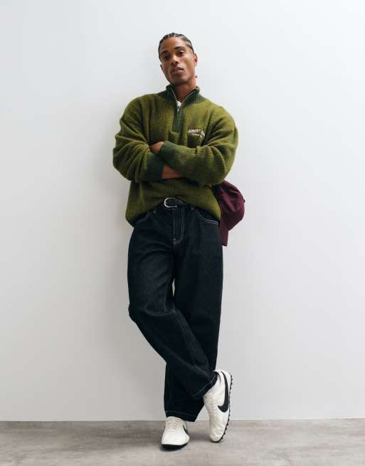 ASOS DESIGN jersey de punto extragrande con cuello chimenea en camel y estampado, 2 de 5