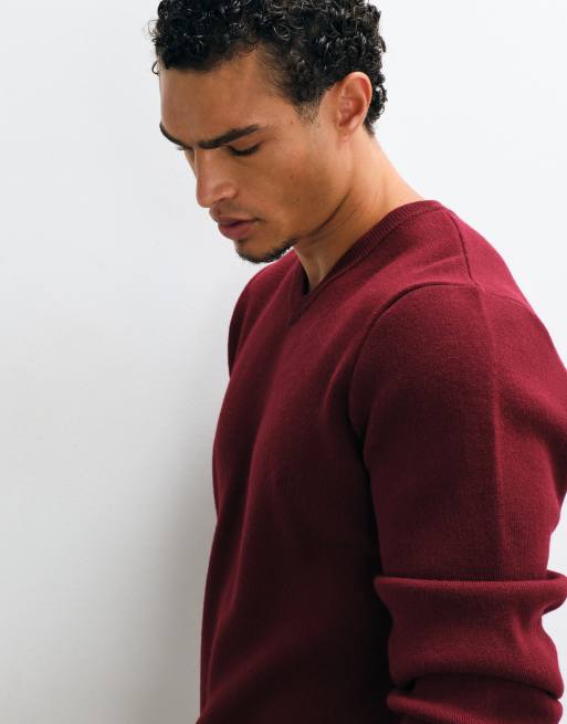 ASOS DESIGN - jersey de punto extragrande con cuello de pico en berry, 2 de 5