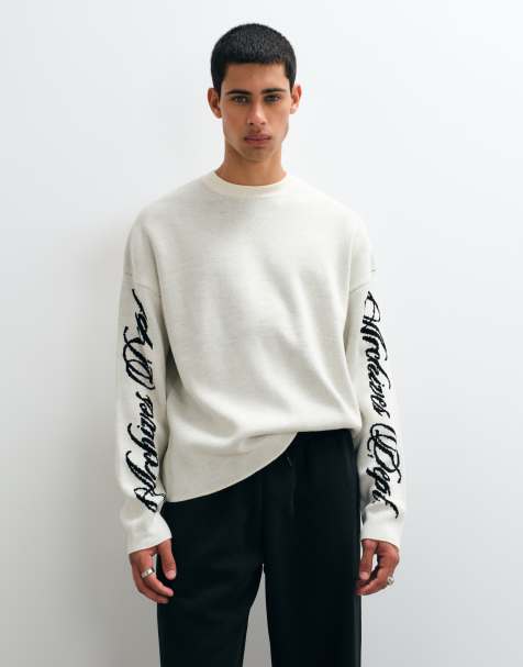 ASOS DESIGN - Jersey de punto extragrande con detalle en las mangas en blanco - view 1