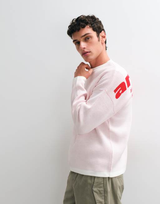ASOS DESIGN - jersey de punto extragrande con estampado trasero de archivo en crema y rojo, 5 de 5