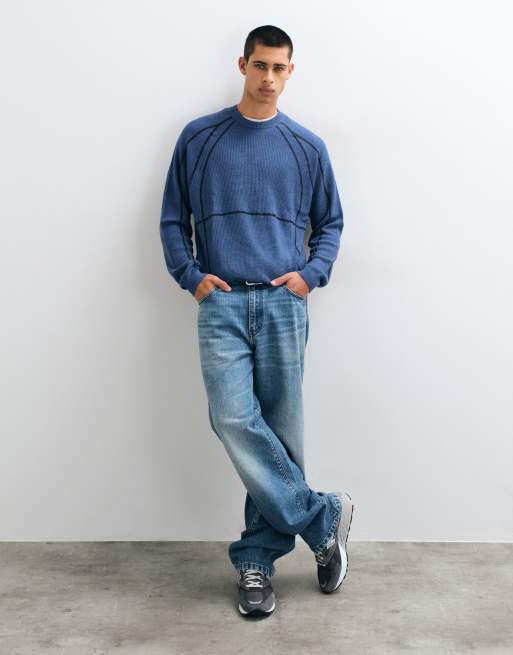 ASOS DESIGN jersey de punto extragrande con paneles en azul, 2 de 9