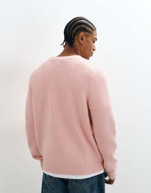 ASOS DESIGN jersey de punto extragrande de cuello panadero en rosa, 3 de 5