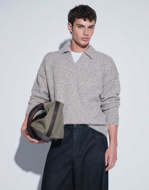 ASOS DESIGN - Jersey de punto holgado con costuras vistas y cuello con muesca en topo - view 1