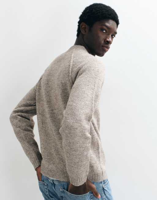 ASOS DESIGN jersey de punto holgado con cuello redondo en beige, 5 de 5