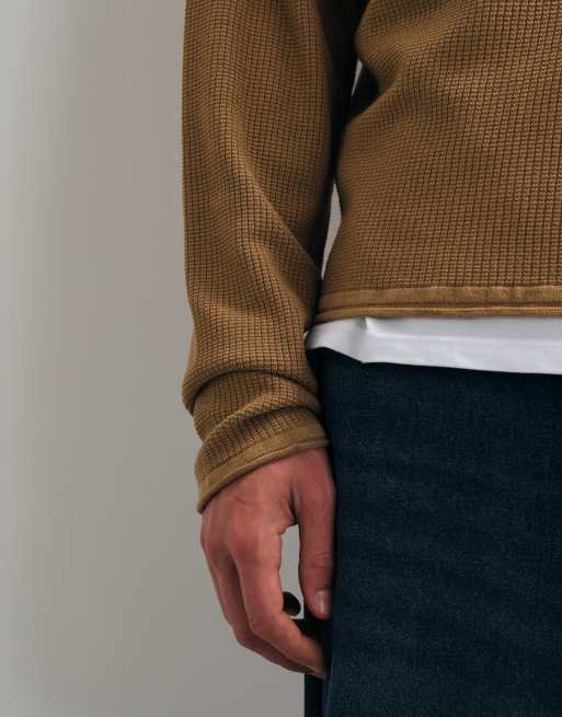 ASOS DESIGN - jersey de punto oversize con cuello redondo en marrón, 3 de 5