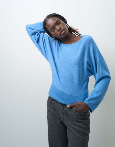 ASOS DESIGN - jersey de punto suave con cuello barco en azul - view 1
