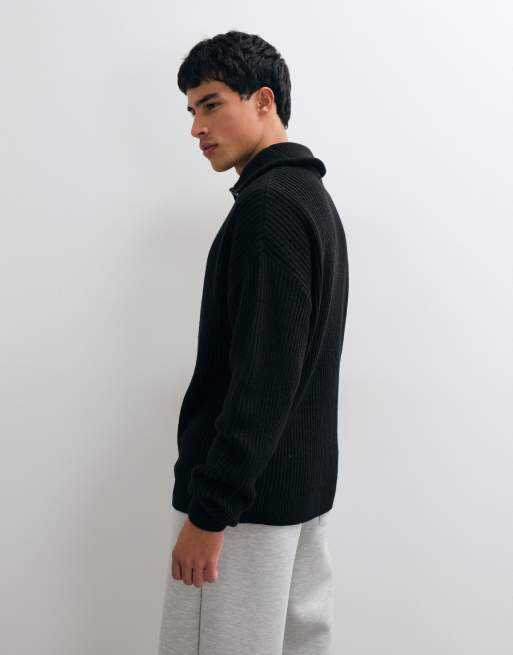 ASOS DESIGN jersey de punto súper oversize con cuello alzado en negro, 3 de 5