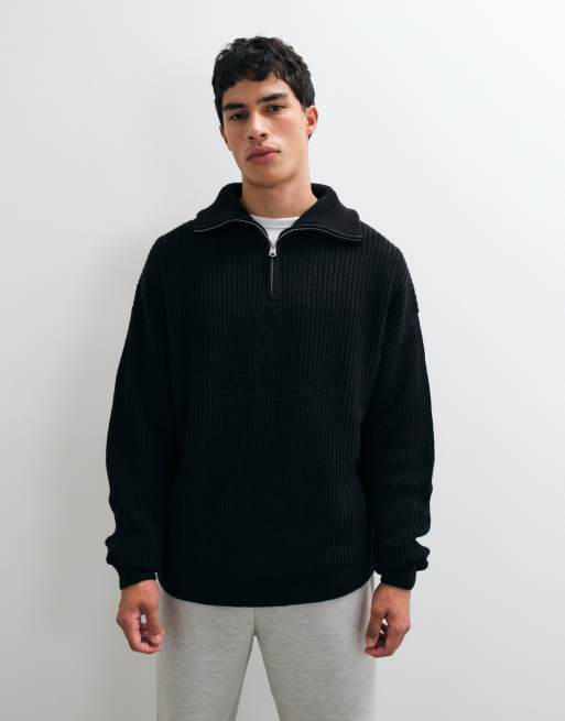 ASOS DESIGN jersey de punto súper oversize con cuello alzado en negro, 5 de 5