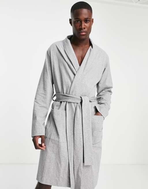 ASOS DESIGN jersey dressing gown in grey marl | ASOS