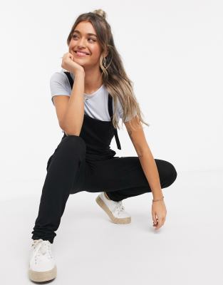 ASOS DESIGN jersey dungaree in black | ASOS